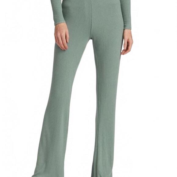 Sablyn Nari Ribbed Wide Leg Knit Pants Lounge USA Sage Green Women's Size Small - Picture 1 of 5